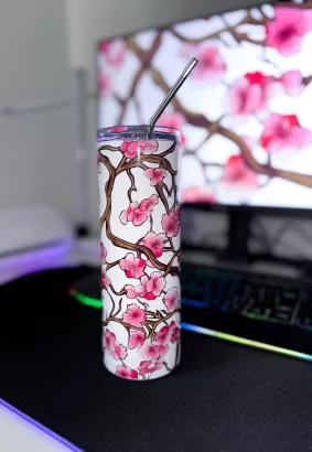 KUBEK/TUMBLER 600ML ZE SŁOMKĄ - SAKURA